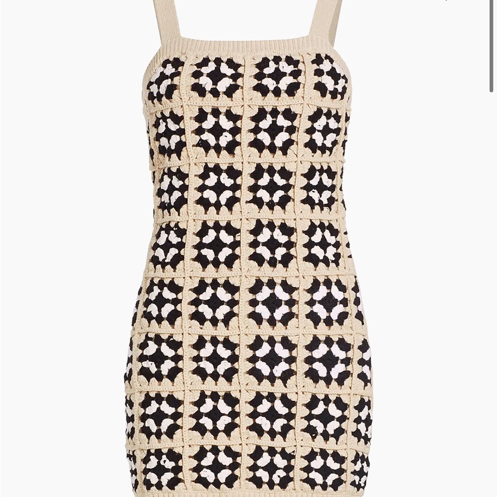 Design History Black and Cream Crochet Mini Dress